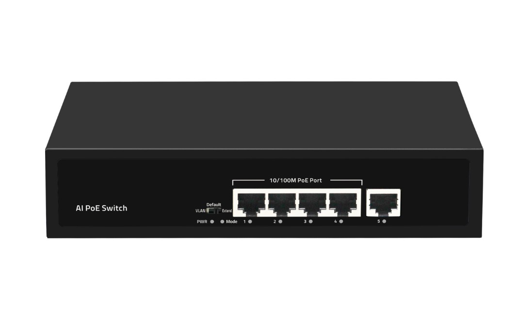 Коммутатор PoE GIGALINK GL-SW-F005-04P 4 PoE (802.3af) порта 10/100Мбит/с до 250 метров cat.6, 1 Uplink порт 100Мбит/с, 60Вт NikoMax