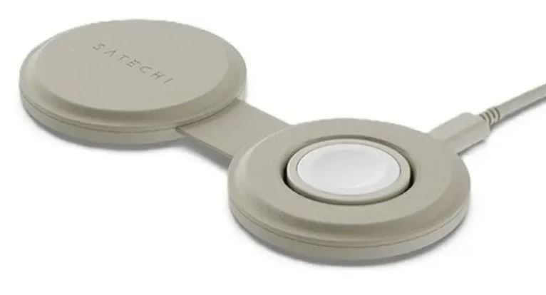 Зарядное устройство беспроводное Satechi ST-QTG21W Qi2 OntheGo 2-in-1, песочный