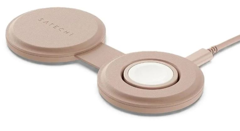 Зарядное устройство беспроводное Satechi ST-QTG21R Qi2 OntheGo 2-in-1, нежно-розовый