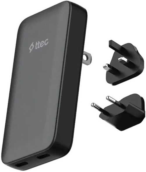 Зарядное устройство сетевое TTEC SmartCharger Trio 2SCG06S GaN 65W PD EU-UK-US-AUS. Цвет: черный