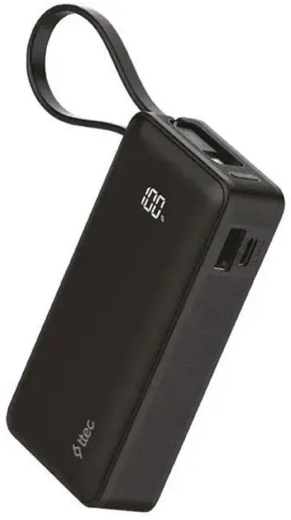 Аккумулятор внешний портативный TTEC ReCharger 2BB242S LCD 10000mAh PD 20W USB-C and USB-A со встроенным кабелем USB-C. Цвет: черный