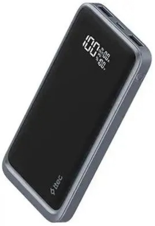 Аккумулятор внешний портативный TTEC ReCharger 2BB261GR LCD 20000mAh PD 100W USB-C and 2*USB-A с кабелем USB-C-USB-C. Цвет: серый