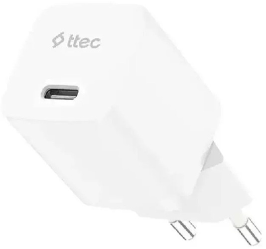 Зарядное устройство сетевое TTEC SmartCharger 2SCG20B GAN 20W PD. Цвет: белый