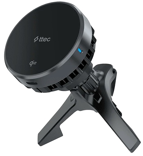 Зарядное устройство автомобильное TTEC 2KS35S AirCharger Drive Pro Qi2/MagSafe 15W Wireless Fast Charger/Phone Holder с функцией охлаждения. Цвет: чер