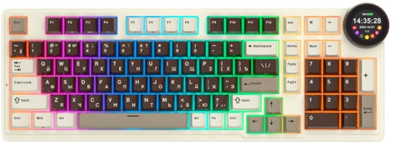 Клавиатура Wireless Royal Kludge RK N99 6935280828591 3 типа подключения, 98 клавиш, цвет Mokko Grey