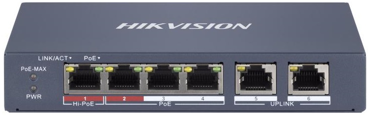Коммутатор управляемый HIKVISION DS-3E1106HP-EI 4x100Мбит/с