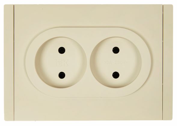 Розетка двухместная без заземления IEK FP-R23-10-1-K10 FORTE&PIANO с защитными шторками б/к 10А FP425 ваниль