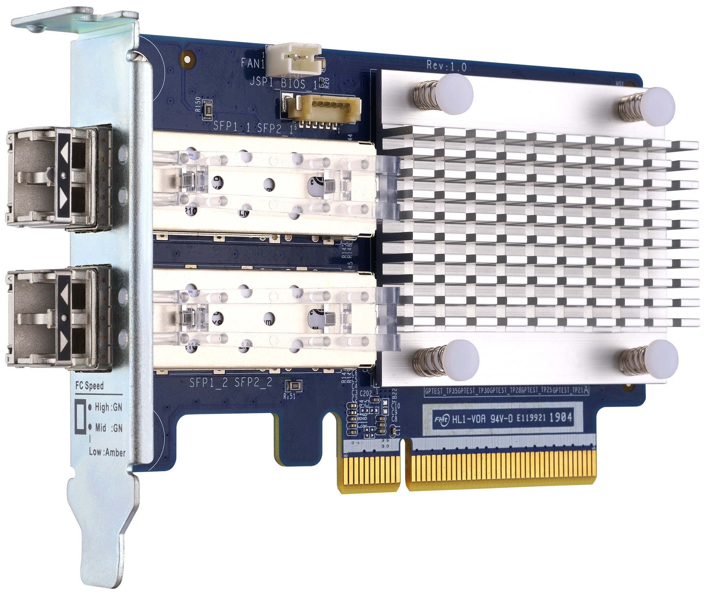 Адаптер QNAP QXP-16G2FC двухпортовый Fibre Channel, 2 порта 16 Гбит/с SFP+, PCIe Gen3 x8, для QTS