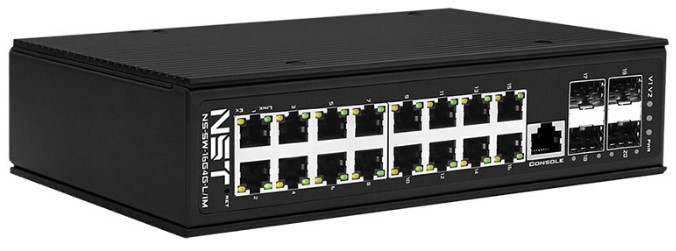 Коммутатор управляемый NST NS-SW-16G4G-L/IM промышленный L2+ Gigabit Ethernet на 16GE RJ45 + 4 GE SFP порта с функцией мониторинга температуры/ влажно
