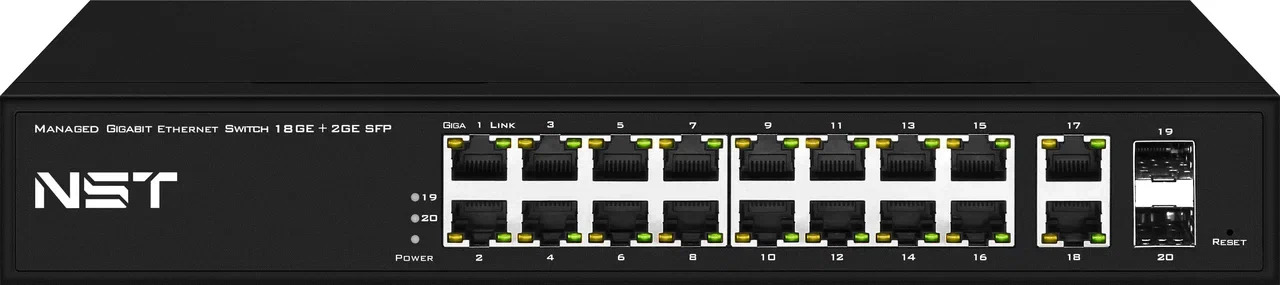 Коммутатор управляемый NST NS-SW-18G2G-L L2+ Gigabit Ethernet на 20 портов