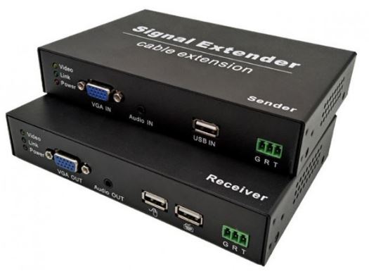 Удлинитель KVM NST NS-HDU-VGA-KVM-AR VGA+USB по витой паре с поддержкой Audio, RS232 до 120м