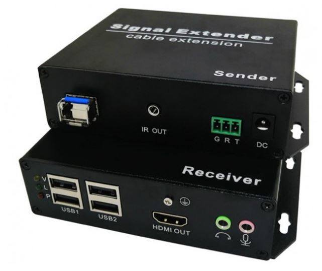 Удлинитель KVM NST NS-VF-HD-KVM-ARI HDMI+USB по сети оптическому волокну с поддержкой передачи ИК, Audio, RS232