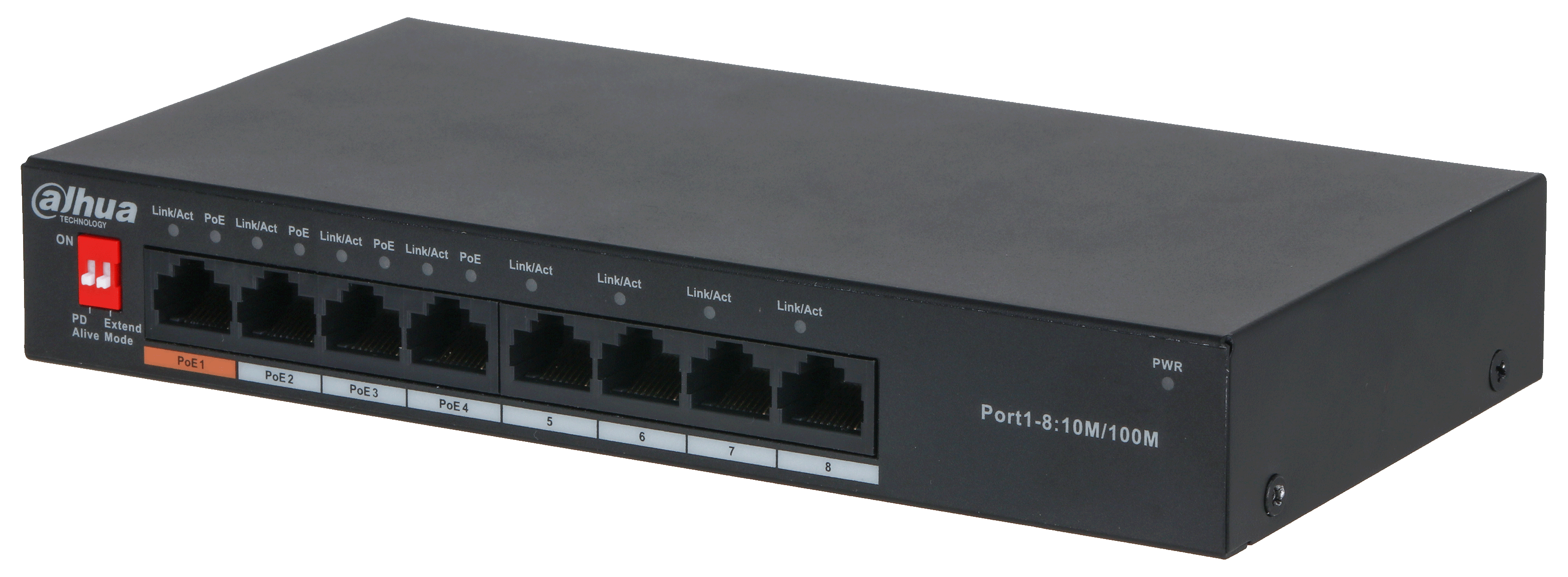 Коммутатор неуправляемый Dahua DH-PFS3008-8ET-60 8-портовый с РоЕ Порты: 4 RJ45 10/100/100Мбит/с (PoE/PoE+/Hi-PoE)