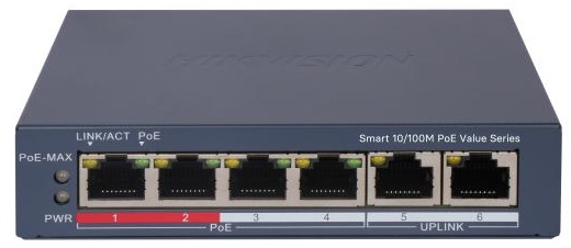 Коммутатор управляемый HIKVISION DS-3E1106P-EI/M 4x100Мбит/с