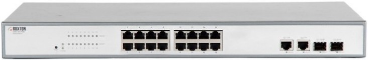 Коммутатор неуправляемый Roxton UNS-1016F2SP сетевой , порт 10/100 Мбит/с х 16, порт TF х 2, порт SFP х 2, PoE+(IEEE 802.3at-2009), 1U