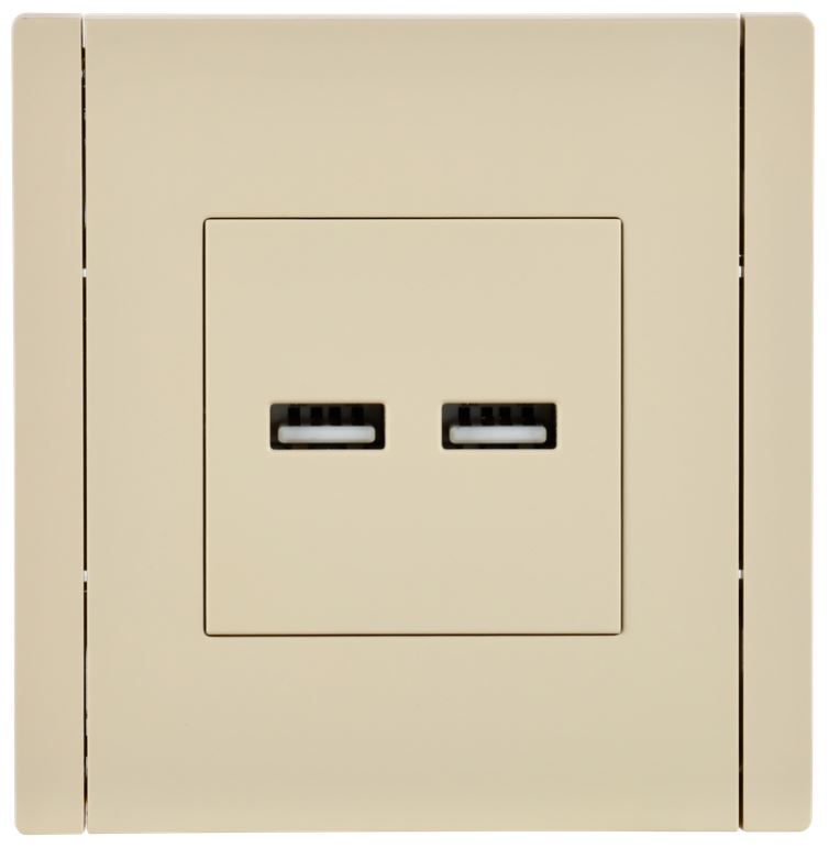 Розетка USB IEK FP-U21-D31-K10 FORTE&PIANO тип A+тип A 3,1А FP449 ваниль