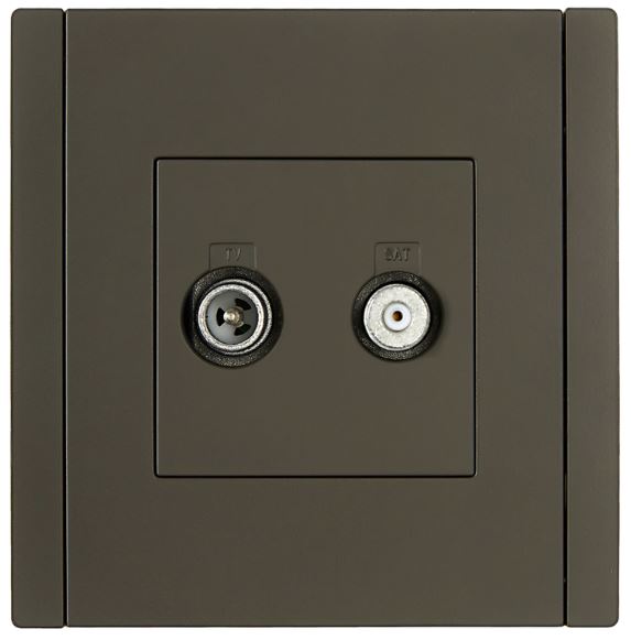 Розетка телевизионная IEK FP-AF20-O-K03 FORTE&PIANO TV+SAT FP338 серый