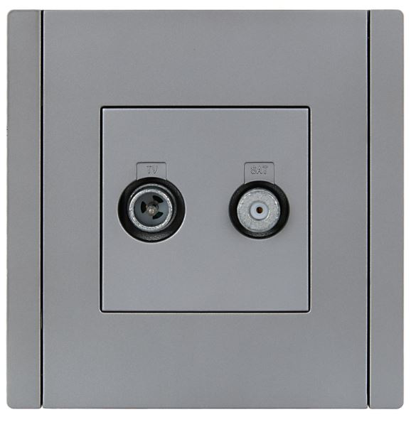 Розетка телевизионная IEK FP-AF20-O-K46 FORTE&PIANO TV+SAT FP538 сталь