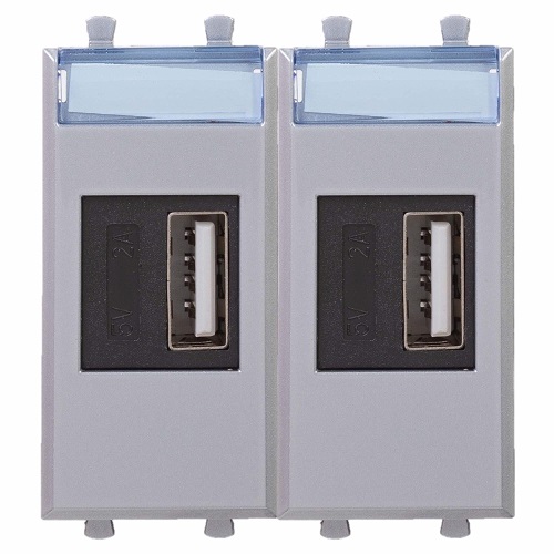 Зарядное устройство DKC 4404542 USB, модульное, "Закаленная сталь", 2модуля, "Avanti"