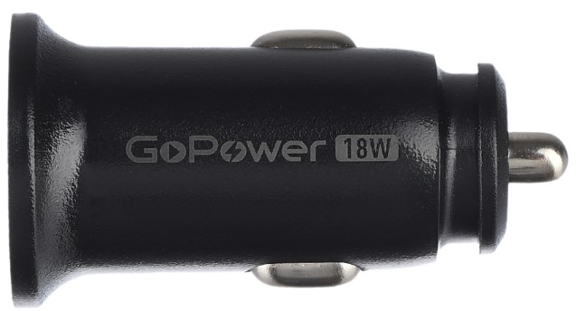 Зарядное устройство автомобильное GoPower GPQC11-1U 00-00028407 1USB 18W черный (1/100) (1000773522)