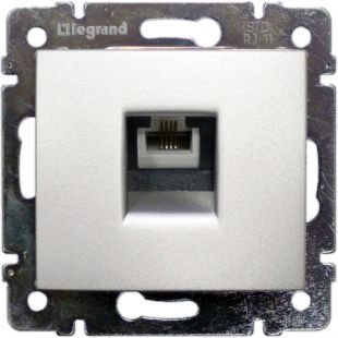 Розетка Legrand 770138 Valena телефонная RJ 11, 4 контакта, 1 выход, IP20 (алюминий)