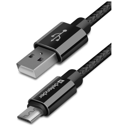 Кабель интерфейсный Кабель USB2.0 TO MICRO-USB 1M BLACK USB08-03T 87802 DEFENDER