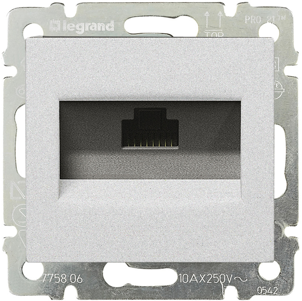 Телефонная розетка Legrand 770141 Valena CLASSIC - RJ45, ISDN / Интернет, 8 контактов, 1 выход, алюминий