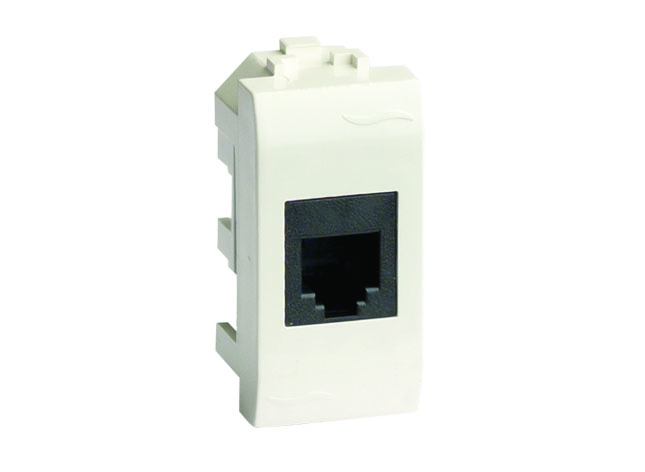 Розетка DKC 76644B телефонная RJ-11 (разъем AMP), белая, 1 модуль, "Brava"