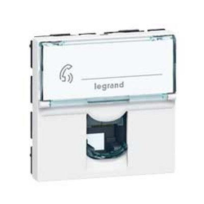 Розетка Legrand 078731 - Программа Mosaic - телефонная RJ11, 4 контакта, 2 модуля, белая