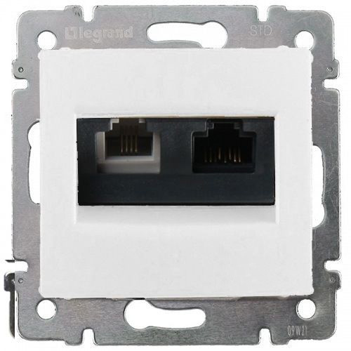 Розетка Legrand 770080 телефон/компьютер RJ11+RJ45 в рамку ,категория 5е белая