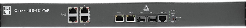 Мультиплексор-коммутатор НПО Телеком Оптик-4GE-4E1-ToP TDMoP, 4 потока E1, 2хRJ45-10/100/1000, 2 слота для SFP, размеры 1U, 19" (420*160*43мм без ушей