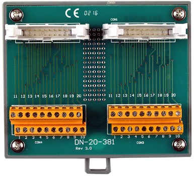 Плата ICP DAS DN-20-381 I/O Connector Block with DIN-Rail Mounting and two 20-pin Header Include : CA-2010