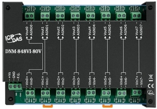 Плата ICP DAS DN-848VI-80V CR 8-channel voltage input attenuator with channel to channel isolation (RoHS)