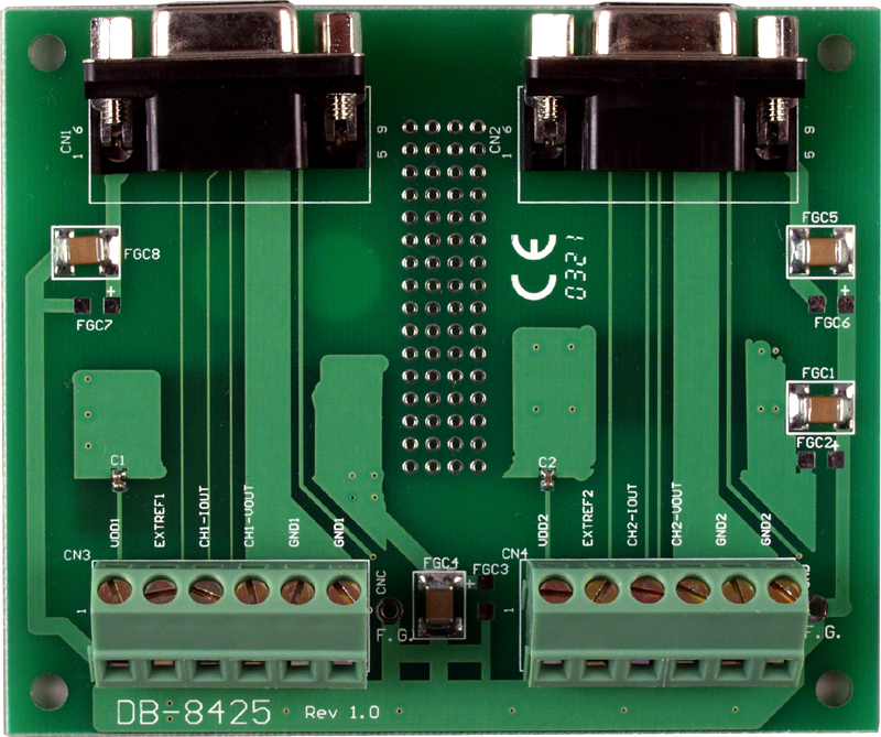 Плата ICP DAS DB-8425 Screw terminal Board for PISO-DA2 with two cables CA-0920