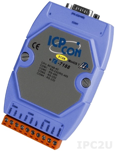 Контроллер ICP DAS I-7188/512 CR Embedded Controller , developing tool kit, MiniOS7, With 512 k flash, without Display