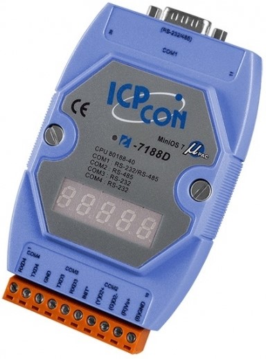 Контроллер ICP DAS I-7188D/512 CR Embedded Controller with seven segment Display, developing tool kit, MiniOS7, With 512 k