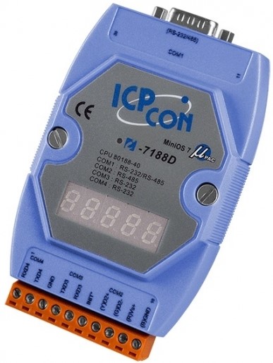 Контроллер ICP DAS I-7188D/DOS/512 CR Embedded Controller with seven segment Display, developing tool kit, Datalight’s ROM/DOS
