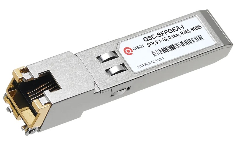 Трансивер QTECH QSC-SFPGEA-I Copper SFP, индустриальный, скорость передачи 1.0 Гбит/c, дальность 0,1 км, разъем RJ-45, 3.6В