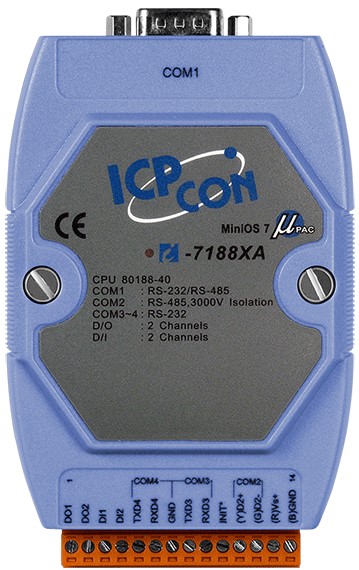 Контроллер ICP DAS I-7188XBD-512 CR Embedded Controller with two communication port, seven segment Display, developing tool