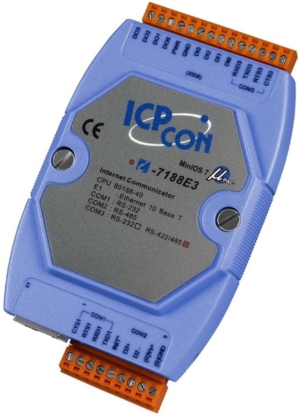 Контроллер ICP DAS I-7188E4 CR Internet Communication Controller with one Ethernet port, Three RS-232 ports and one RS