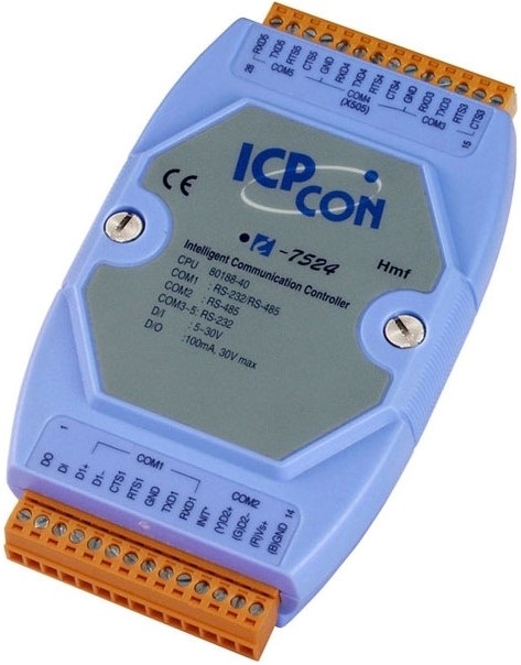 Контроллер ICP DAS I-7524D CR Communication Controller with display with 1xRS-485 and 4xRS-232