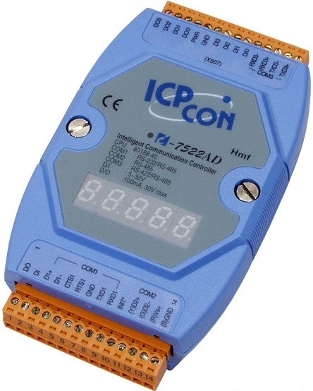 Контроллер ICP DAS I-7522AD CR I-7522A with 7seg display 1xRS-485, 1xRS-232, 1xRS-422
