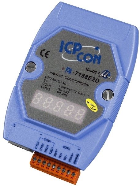 Контроллер ICP DAS I-7188E2D-MTCP-G CR I-7188E2D with default Modbus/TCP firmware (Gray Cover)