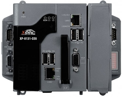 Контроллер ICP DAS XP-8131-CE6 CR x86 1ГГц, 2Гб DDR3 SDRAM, 32Гб Flash, 3xRS-232, 1xRS-485, 1xRS-232/485, 1xVGA, 2xGgabit Ethernet (RJ-45), 4xUSB 2.0,