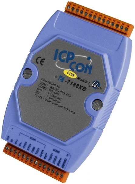 Контроллер ICP DAS I-7188XG CR Embedded Controller with one RS-232/RS-485 port, one RS-485; 512K Flash,512K SRA