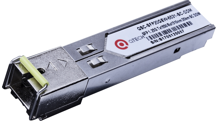 Трансивер QTECH QSC-SFP20GEW-5531-SC-DDM 20км, 1,25Гбит/с, Tx=1550/Rx=1310нм, SC, DFB, SM, DDM