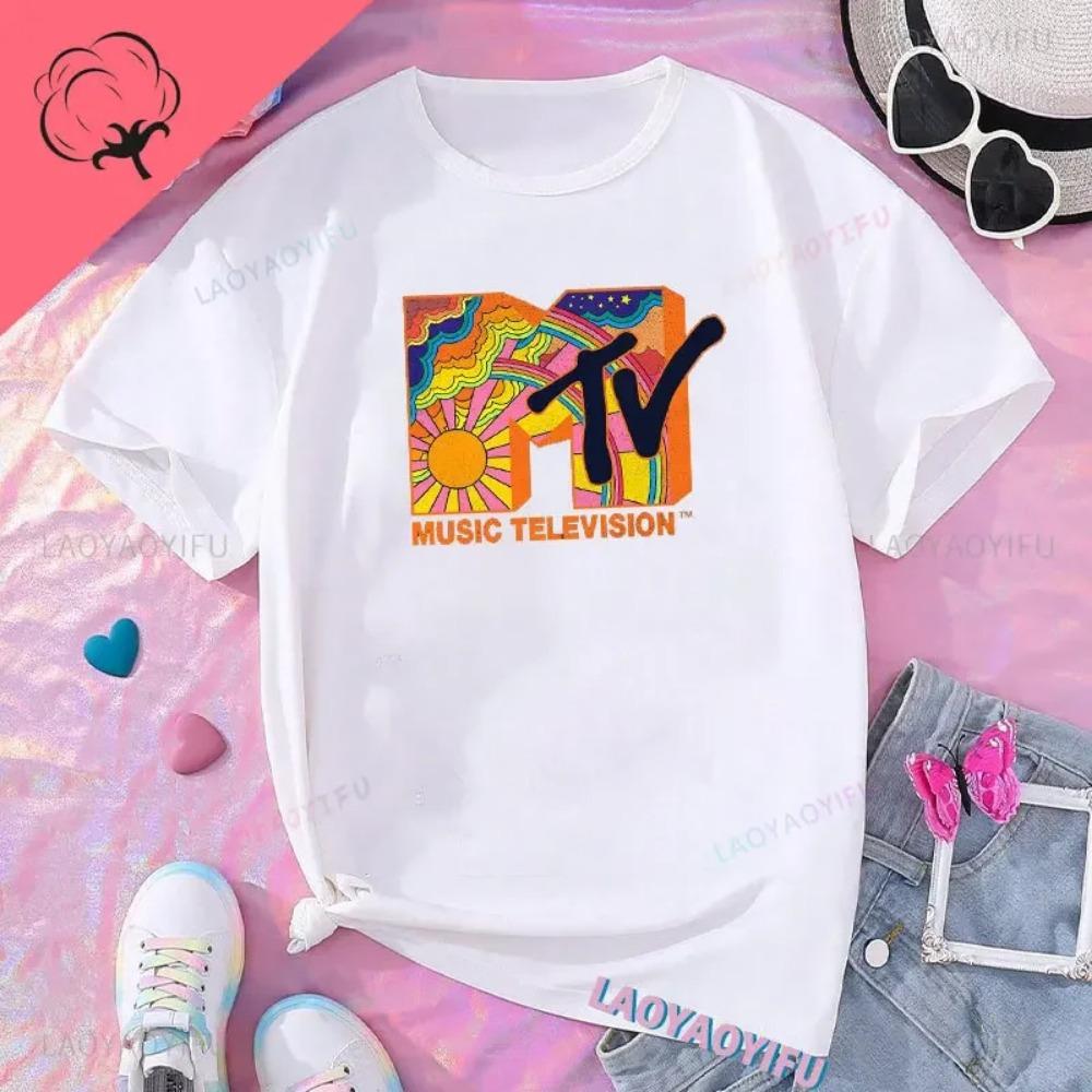 Vintage Mtv Music Television Graphic Tshirt Women Funny Unisex Clothing Fashion Hip Hop Tv T Shirt Cotton Unisex Classic Tshirt S white qwx fashion