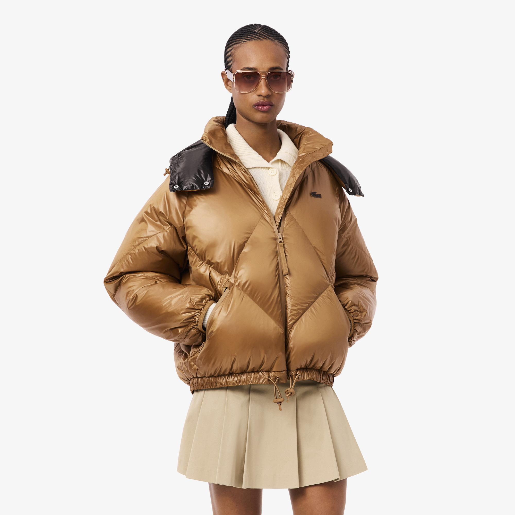 Женский дутый короткий пуховик Lacoste оверсайз BF5326