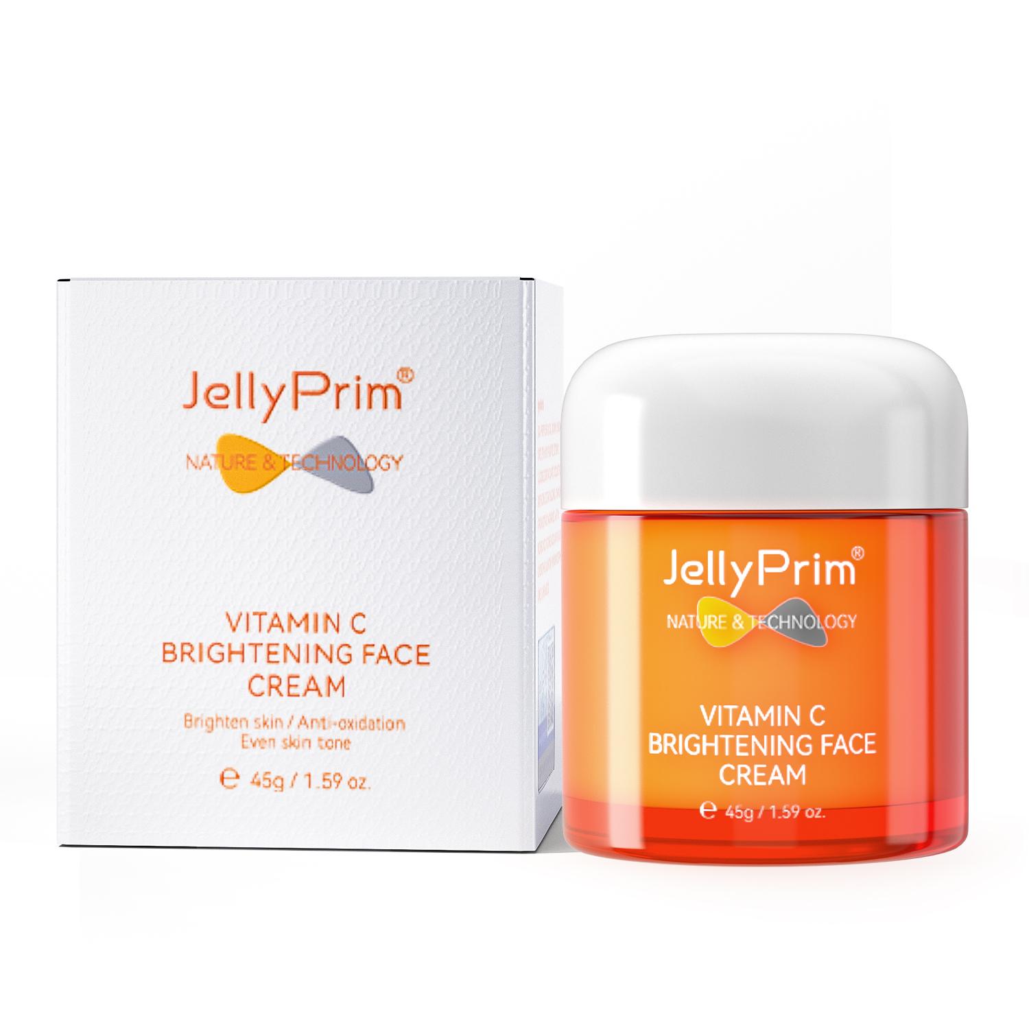 JellyPrim VC Отбеливающий крем для лица Устранение пятен Осветление лица Лифтинг кожи Укрепляющие продукты Увлажнение Питание Уход Красота Здоровье оранжевый