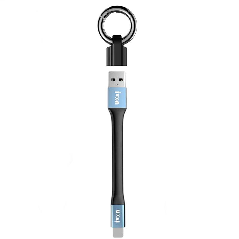 Портативный короткий мини-брелок для зарядки 2 в 1 USB-кабель для передачи данных для iPhone Samsung Xiaomi 3A Кабель для быстрой зарядки Micro USB C Type C For ios синий Y.Better